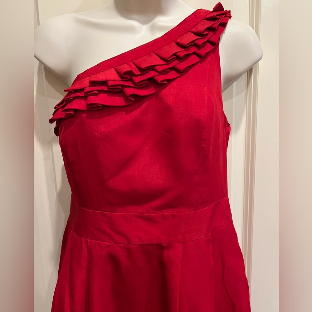 The Limited Womens Red Dress Ruffle One Shoulder Size 6